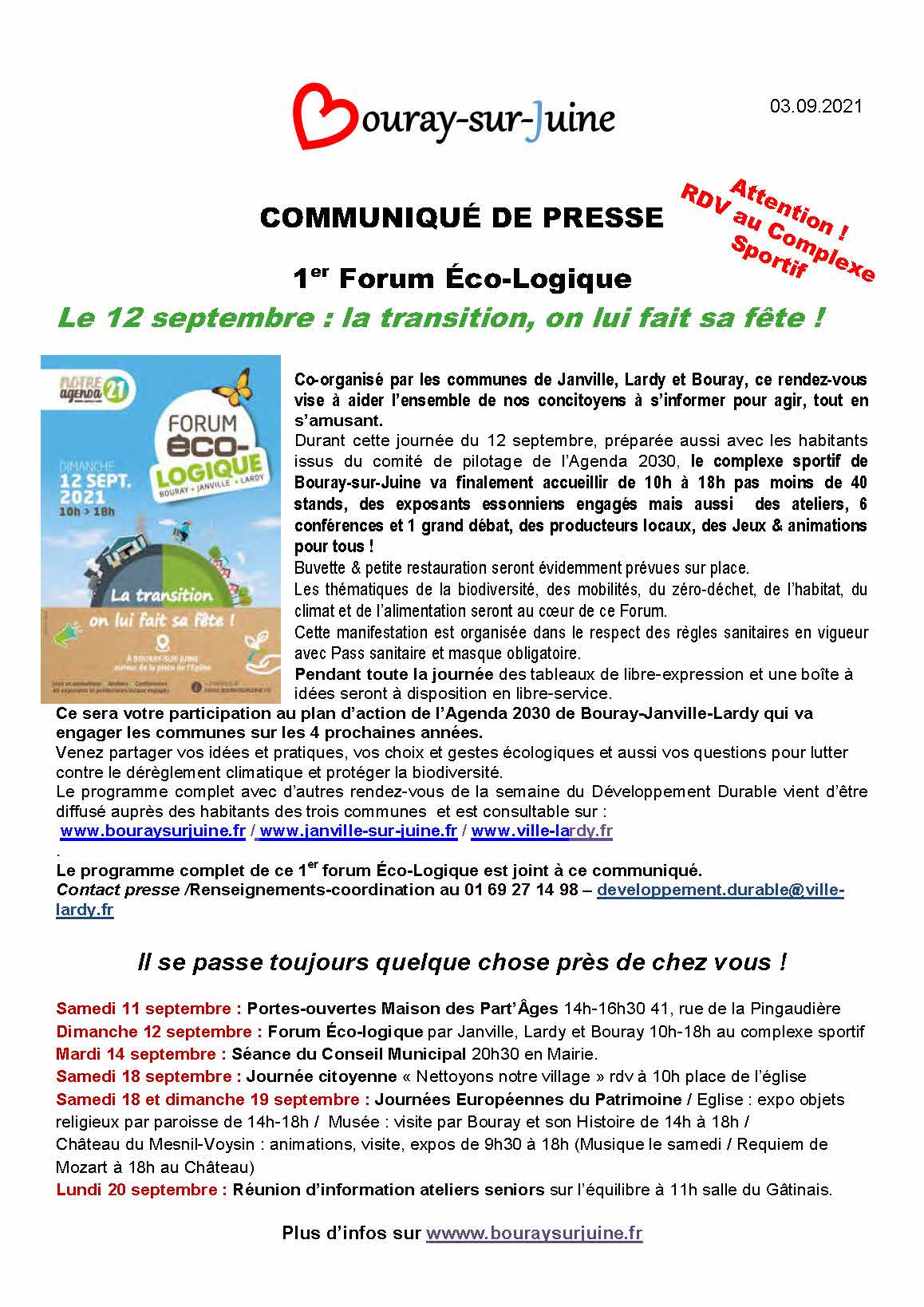 2021.02.02 Communiqué de presse Forum Eco Logique Bouray Janville Lardy 12.09.21