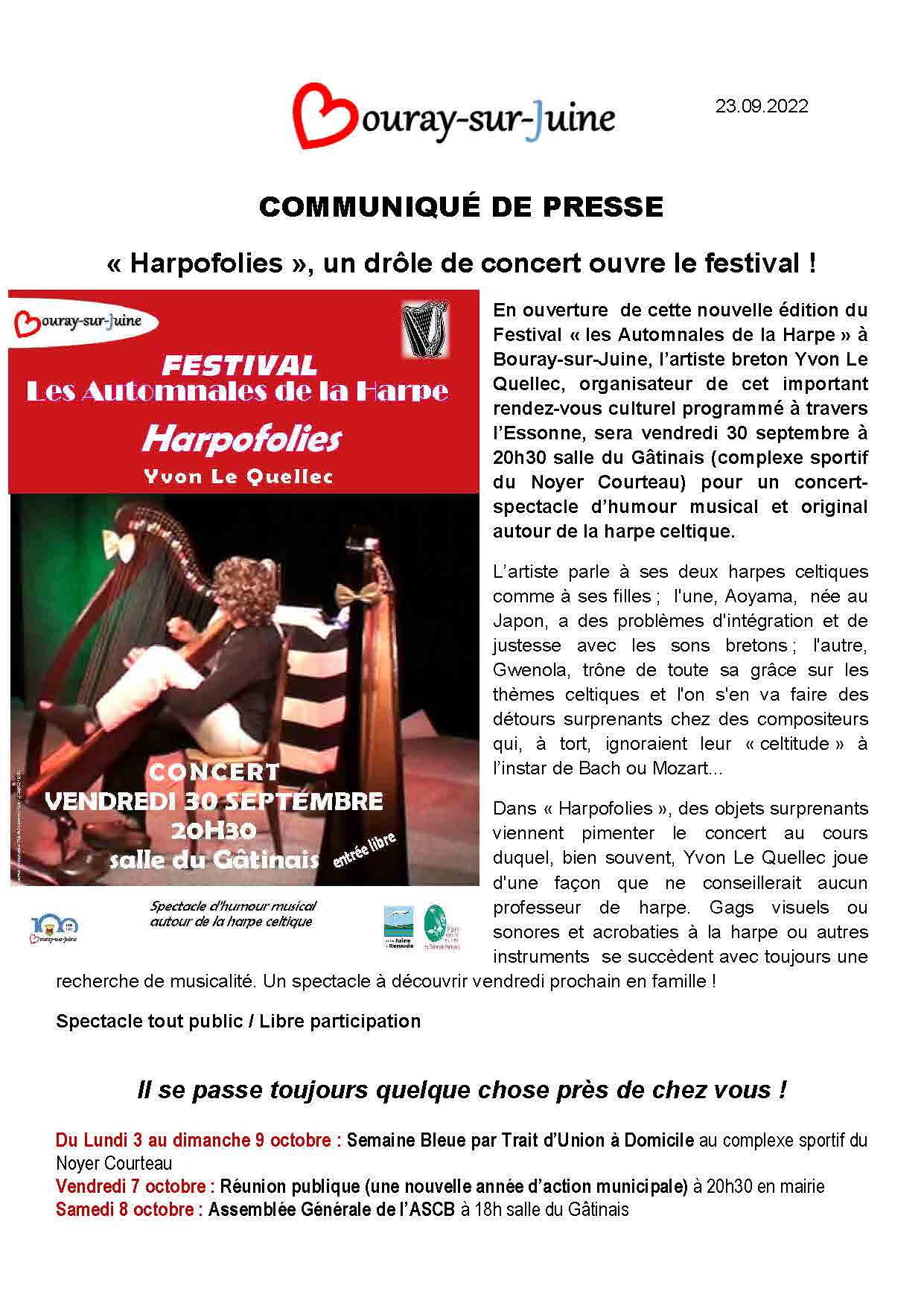 2022.09.23 Communiqué de presse Concert Harpofolies Y. Le Quellec du 30.09.22