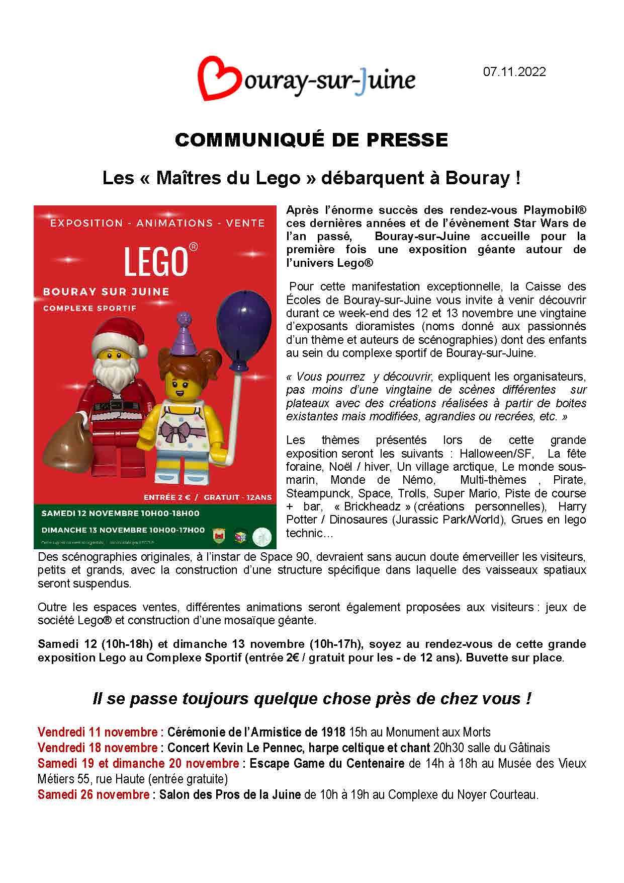 2022.11.07 Communiqué de presse Expo Lego Bouray 12 13 nov22